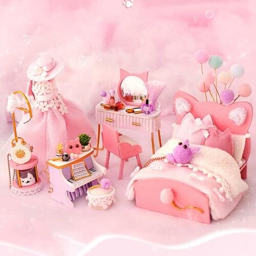 Dollhouse Miniature with Furniture, DIY Wooden Dollhouse Kit Plus Dust Proof and LED Lights , 1:32 Scale Creative Room