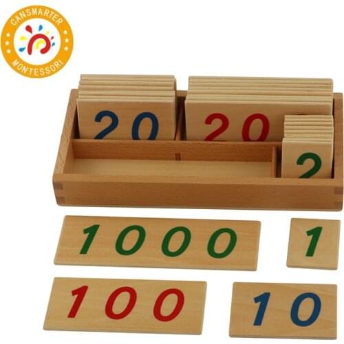 Montessori Material Large Wooden Number Cards With Box Learning Math Children Toy