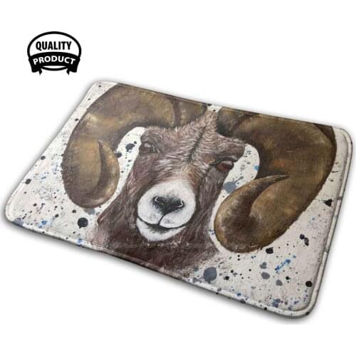 Headache Soft House Family Anti-Slip Mat Rug Carpet Ram Rams Sheep Big Horn Horns Mountain Wildlife Cqartwork Big Horn Ram