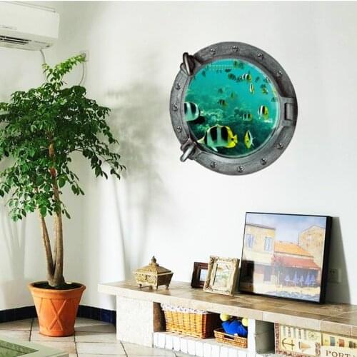 Underwater World Self-Adhesive Bedroom Interior Decoration Background 3D Simulation Waterproof Wall Stickers