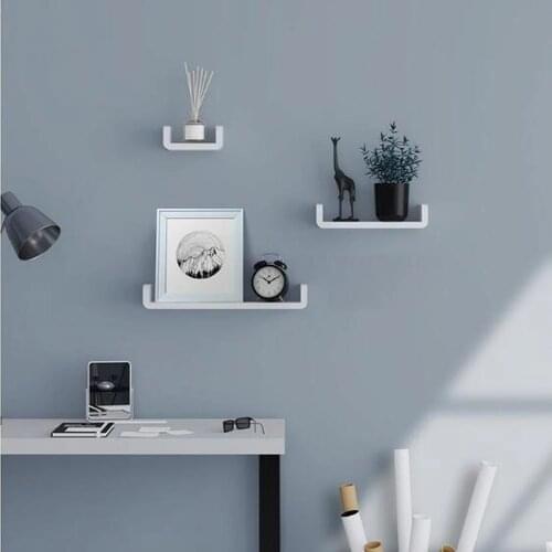 Perforation-free Shelf White Storage Shelf Bathroom Kitchen Seasoning Debris Rack Waterproof Wall Shelves Bathroom Accessories