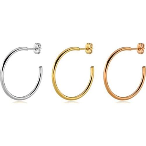 1 Pair Rose Gold Cute Hoop Earrings for Women Circle Hoops Stainless Steel Earring jewelry Female 2018