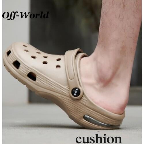 Summer Mens Slippers Cushion Outdoor Clogs Size 38-47 Light Breathable Beach Flip Flops Slip-On Flats Sandals Men Garden Shoes
