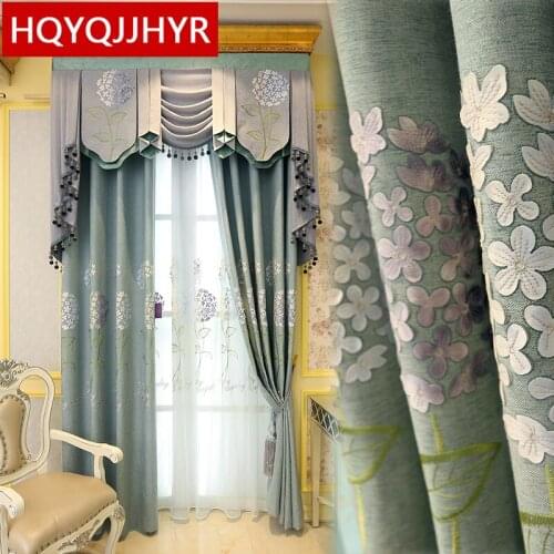 Modern minimalist classic elegant embroidered curtains for living room windows high quality curtains for kitchen apartment hotel