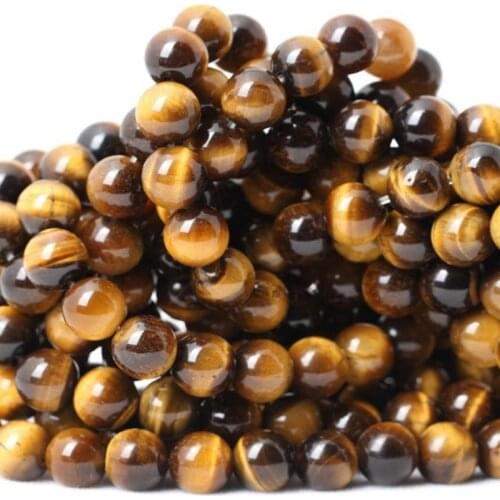 Tiger Eye Loose Beads Natural Gemstone Smooth Round for Jewelry Making