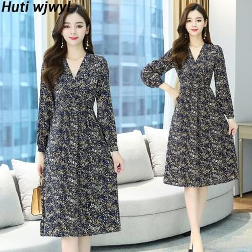 Spring Autumn Floral Chiffon V-Neck Sexy Midi Dress Female Fashion Bodycon Elegant Night Dresses 2021 Casual Beach Party Vestido