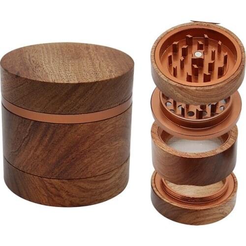 Wood and wooden flat cigarette grinder 61mm four-layer wooden aluminum alloy tooth grinder smoking set smoke weed accesoires