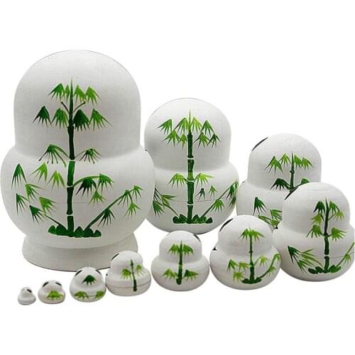 10 Pcs Panda Matryoshka Russian Nesting Dolls Animal Pattern Wooden Nesting Toys Basswood Panda Nesting Dolls for Kids