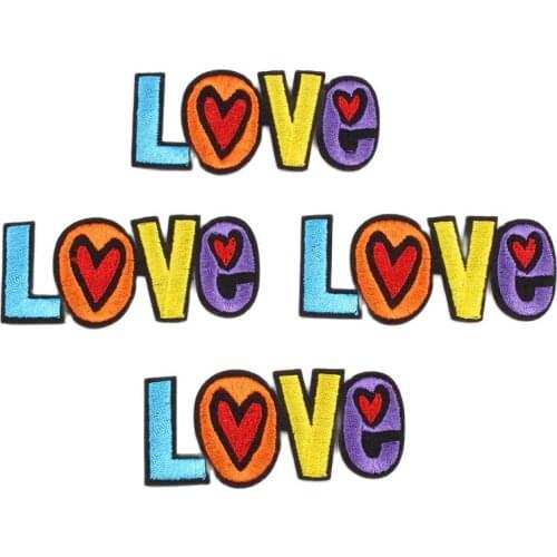 10pcs/lot Iron On Embroidery Love Stickers Sew On Cartoon Patches Handmade Clothing Appliques Fashion Badge Garments Accessories