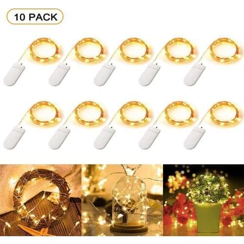 10 Pcs LED Fairy String Lights Battery Operated LED Copper Wire String Lights Outdoor Waterproof Bottle Light For Bedroom Decor