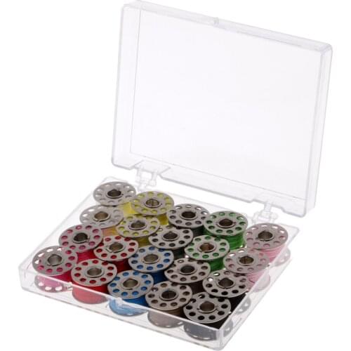 20 Colors Cotton Sewing Threads And Stainless Steel Bobbins With Storage Box