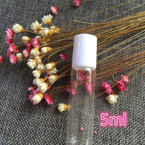 5 PCS 5ml/10ml Glass Roller Bottles Empty Clear With Roll On Empty Cosmetic Essential Oil Vial For Traveler With Glass Ball