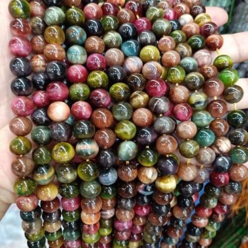 8mm New Natural Colorful Tiger Eye Stone Beads DIY Round Loose Stone Beads For Jewelry Making Bracelet Necklace Strand 15