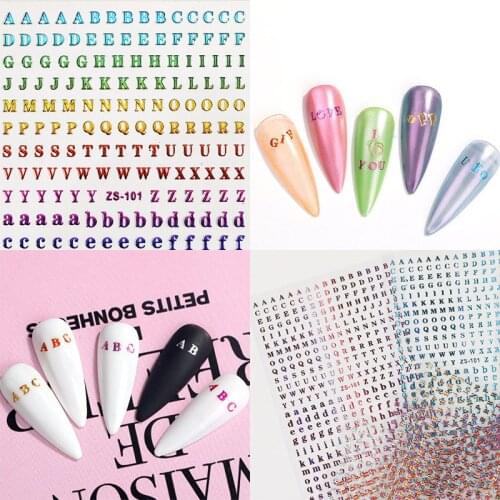 Letter Nail Sticker DIY Aurora Laser English Letter 3D Three-dimensional Adhesive Nail Sticker