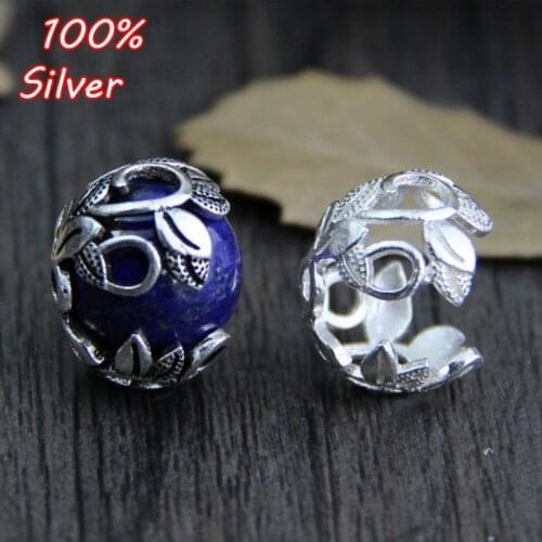 925 Sterling Silver Color Bracelet Necklace Flower Beads Cap Spacer For DIY Jewelry Making Findings Bead Bracelets Accessories