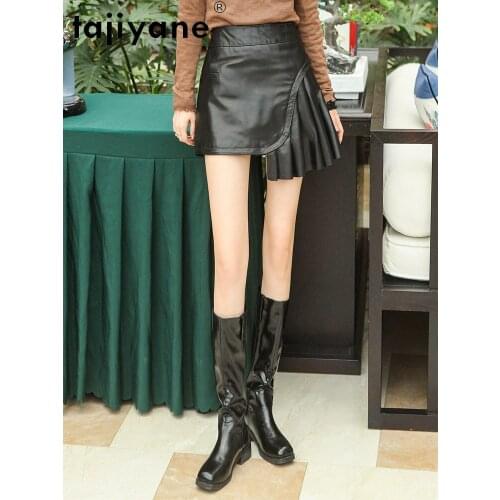 Black Skirts Mini for Women High Waist Skirt 100% Sheepskin Leather Skirt Plus Size 4xl 2021 Jupe Femme Pph4728