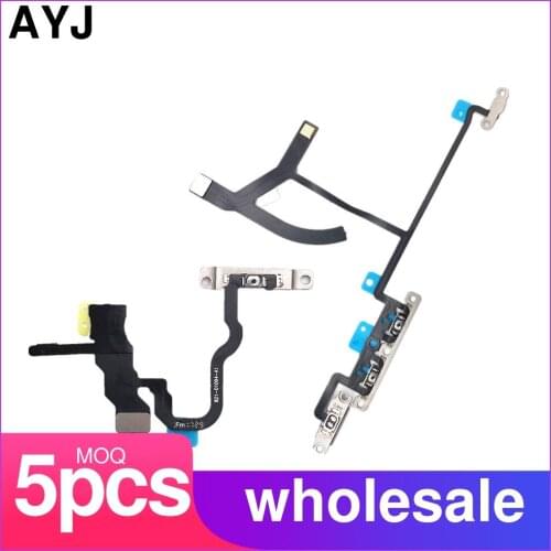 5pcs Power Flex Cable with Metal For iPhone 12 mini 11 Pro X XS Max XR Mute Volume Switch On Off Button Flex Silent Spare Part