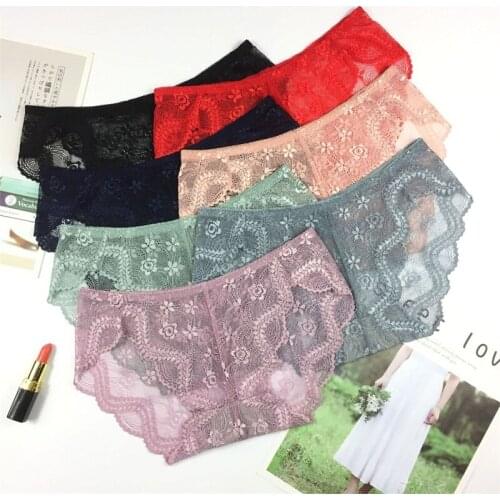 Jian Peng 8colors Sexy Lace Panties Soft Breathable Briefs Women Underwear Ladies Panty Transparent Tempting Low-Rise Lingerie
