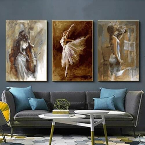 Painting By Numbers DIY Ballet And Violin Girl 40x50cm Handmade Gift Paint By Number Canvas Kits Figure Acrylic Paint Decoration
