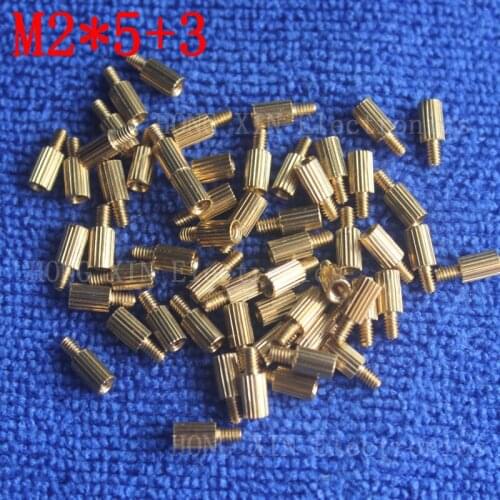M2*5+3 10Pcs brass Standoff 5mm Spacer Standard Male-Female brass standoffs Metric Thread Column High Quality 10 piece sale