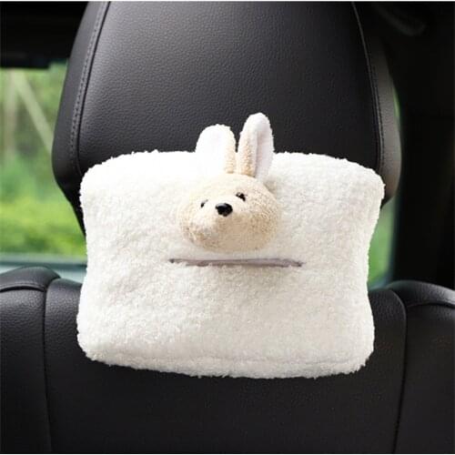 Cartoon Cute Lamb Wool Pumping Paper Bag Universal Armrest Box Seat Back Car Tissue Box