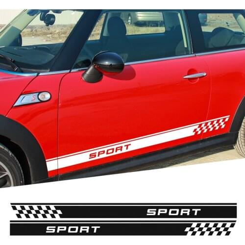 Door Side Stripes Sticker Sport Checker Flag for MINI Cooper One S Countryman R60 Paceman R61 F55 F56 R56 R50 R53 Car Styling