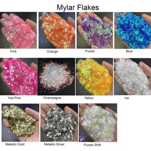 50grams/ 2 Ounces Mylar Glitter Flakes For Nail Art Glitter Flake Color Shift Iridescent Nail Glitter Unicorn Dandruff Glitter