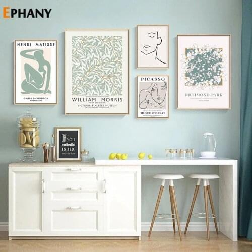 Picasso Matisse Posters and Prints William Morris Abstract Line Canvas Painting Nordic Plant Wall Art Pictures for Living Room