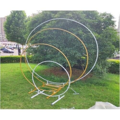 Wedding props birthday party decor wrought iron circle round ring arch backdrop arch lawn artificial flower row stand wall shelf