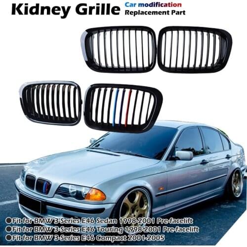 Kidney Grille Front Bumper Racing Performence Grill Fit For 3Series BMW E46 Sedan Touring 4Door 1998-2002 Car accessories