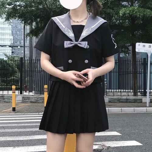 Good Quality Sailor Uniform Black JK Shirts Anime Clothing Japanese School Uniform Girls Pleated Skirts Anime Cosplay JL1230