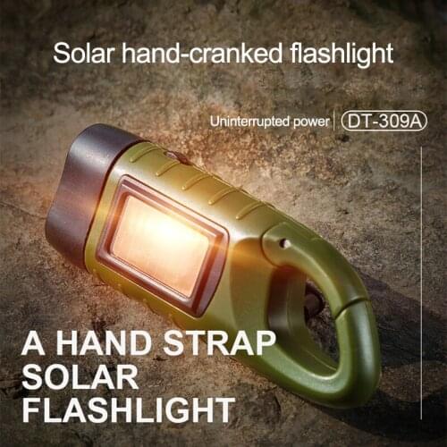 Hand crank Solar Flashlight Portable LED Flashlight Professional Solar Power Tent Light for Outdoor Camping Mountaineering