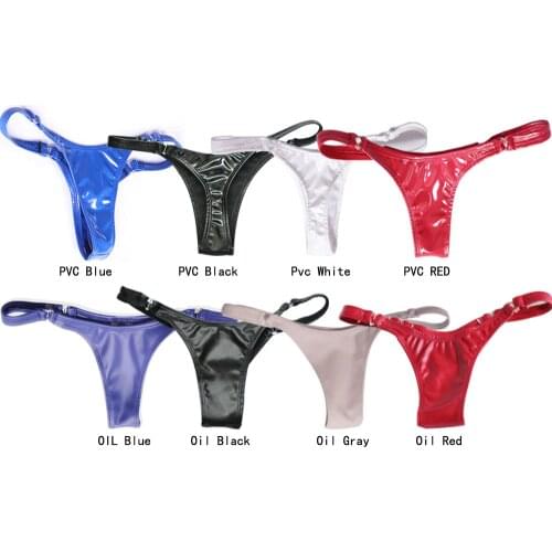 Sexy Women Latex PVC Shiny Low-Rise G-string Bandage Hollow Out Sexy Micro Thong T-Back Erotic Lingerie Stage Wear Plus Size F25