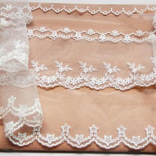 Mesh Embroidery Lace Brilliant Wave Striped Polyester Embroidered Scalloped Lace Sewing Garment Accessories 3.5cm-6.5cm