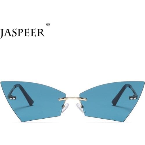 JASPEER Geometry Men Sunglasses Rimless Punk UV400 Driving Sun Glasses Women Frameless Sunglasses Eyewear Steampunk