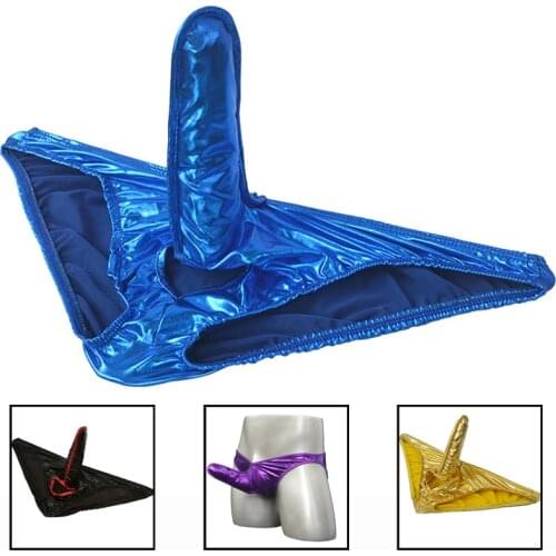 2019 new Mens low waist sexy mens panties faux leather briefs with penis bag Underwear mens underwear briefs jockstrap