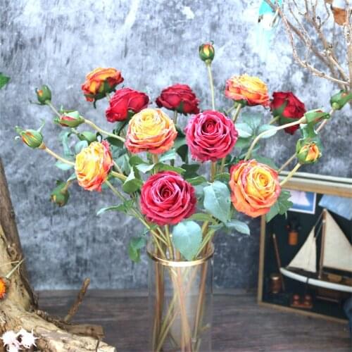 2 artificial roses flower home wedding garden decoration long branch bouquet DIY bridal silk simulation flower accessories