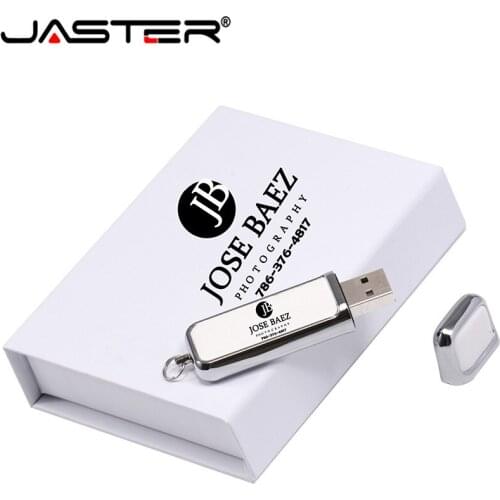 JASTER White Leather USB flash drive USB 2.0 4GB 8GB 16GB 32GB 64GB 128GB Memory flash stick with black box packing Custom logo