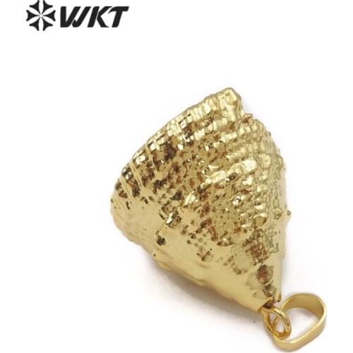WT-JP116 Cone Shape Trumpet Shell Pendant Gold Dipped Natural Sea Shell Pendant Women Summer Beach Jewelry
