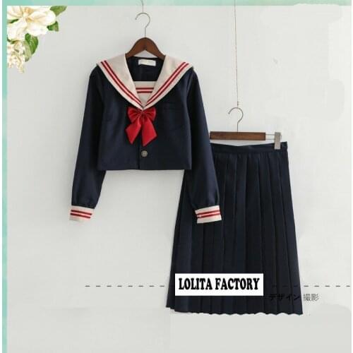 Japanese Orthodox JK Soft Girl Uniform Skirt, Milk Tea Collar Two Sailor Dresses, Long Sleeve Suit for Female College NN-S10B
