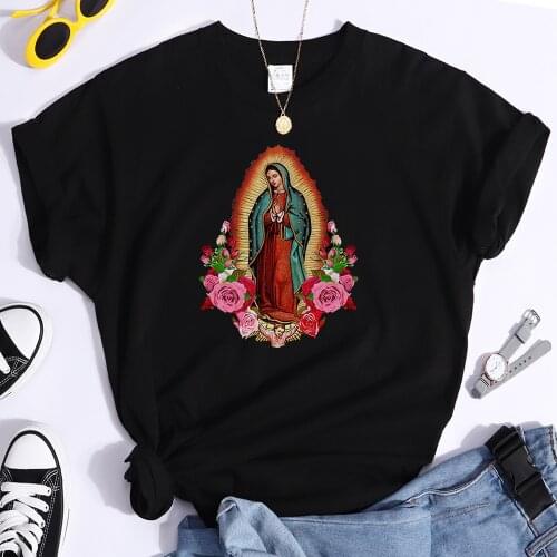 Our Lady Of Guadalupe Art Printing Women Tshirt Fashion Style Clothing Oversized T Shirts Casual Spring Summer Female t-Shirts