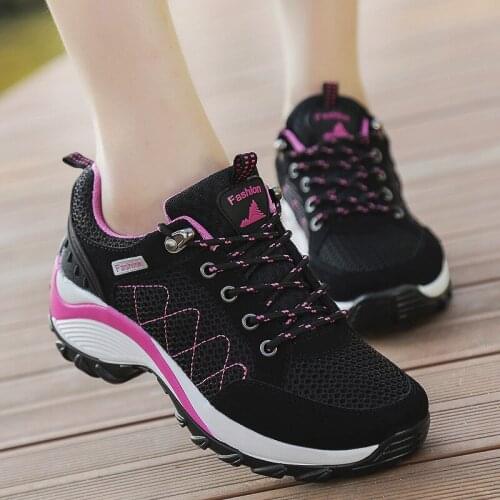 Women Sneakers Increasing Shoes Flat Platform Breathable Mesh Casual Shoes Lace Up Autumn Ladies Walking Sneakers Plus Size 42