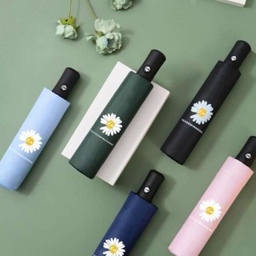 Sun Umbrella Small Chrysanthemum Umbrella Automatic Vinyl Sunscreen Sunshade Sunny Rain Umbrella UV Rain Umbrella