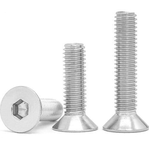 10pcs UNC 5/16-18 US Coarse Thread 304 A2-70 Stainless Steel Hex Hexagon Socket Flat Plain Countersunk Head Screw Bolt