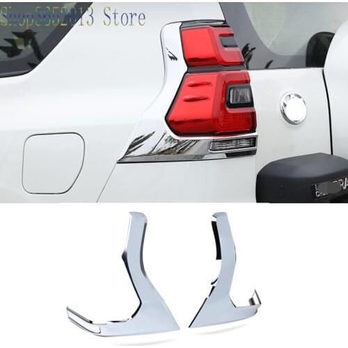 2pcs For Toyota Land Cruiser Prado Fj150 2018-2020 ABS Chrome Rear Tail Light Lamp Trim Cover Car Styling Accessories