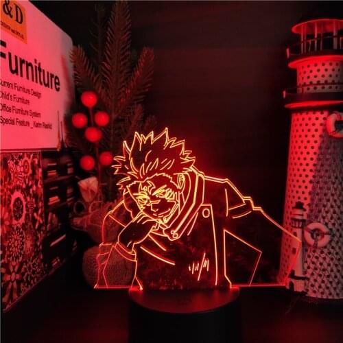 Jujutsu Kaisen Ryomen Sukuna 3D Night Light Anime Figure LED Lampara Home Decoration Lamp Manga Children Gift Lighting Decor
