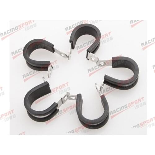 5PCS Cushioned Hose Mounting Clamp Loop Strap 304 Stainless Steel 3/4" Black