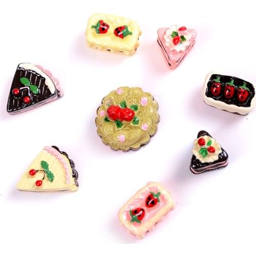 8Pcs DIY Miniature Artificial Fake Food Cake Resin Decorative Craft Play Doll House Toy Miniature Food Children Girls Gift