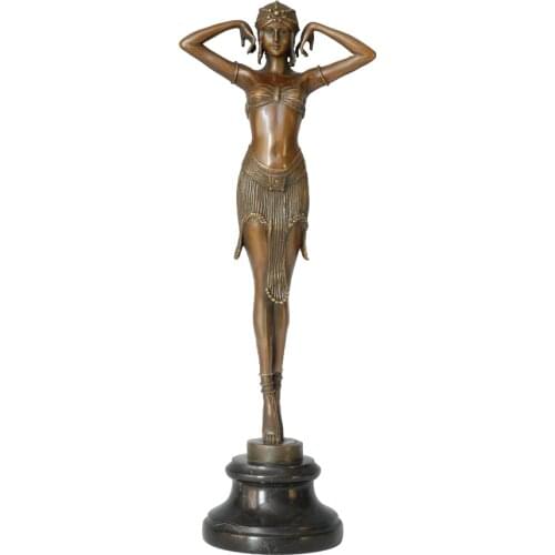 Bronze India Belly Dance Statue Sexy Girl Performance Sculpture Vintage Woman Dancing Figurine Antique Art Decor