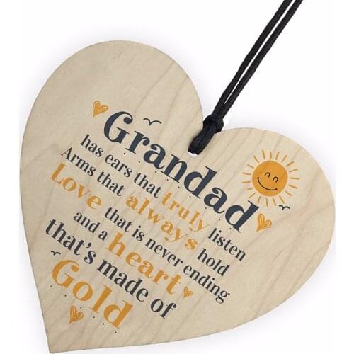 Fathers Day Wooden Heart Plaque Dad Grandad Grandpa Birthday Gift From Grandchildren Christmas Costumes DIY Tree Decorations